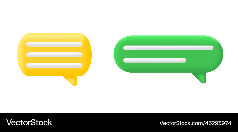 Speech bubble 3d render quote sign color text Vector Image