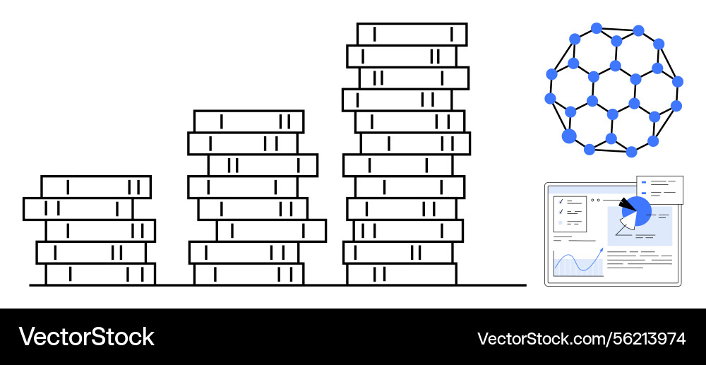 Stacked data servers with network visualization vector image