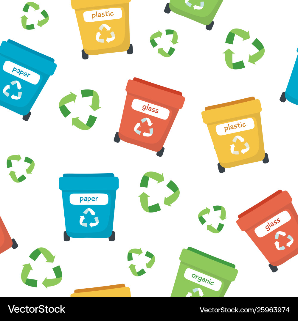 Waste sorting pattern with different colorful Vector Image