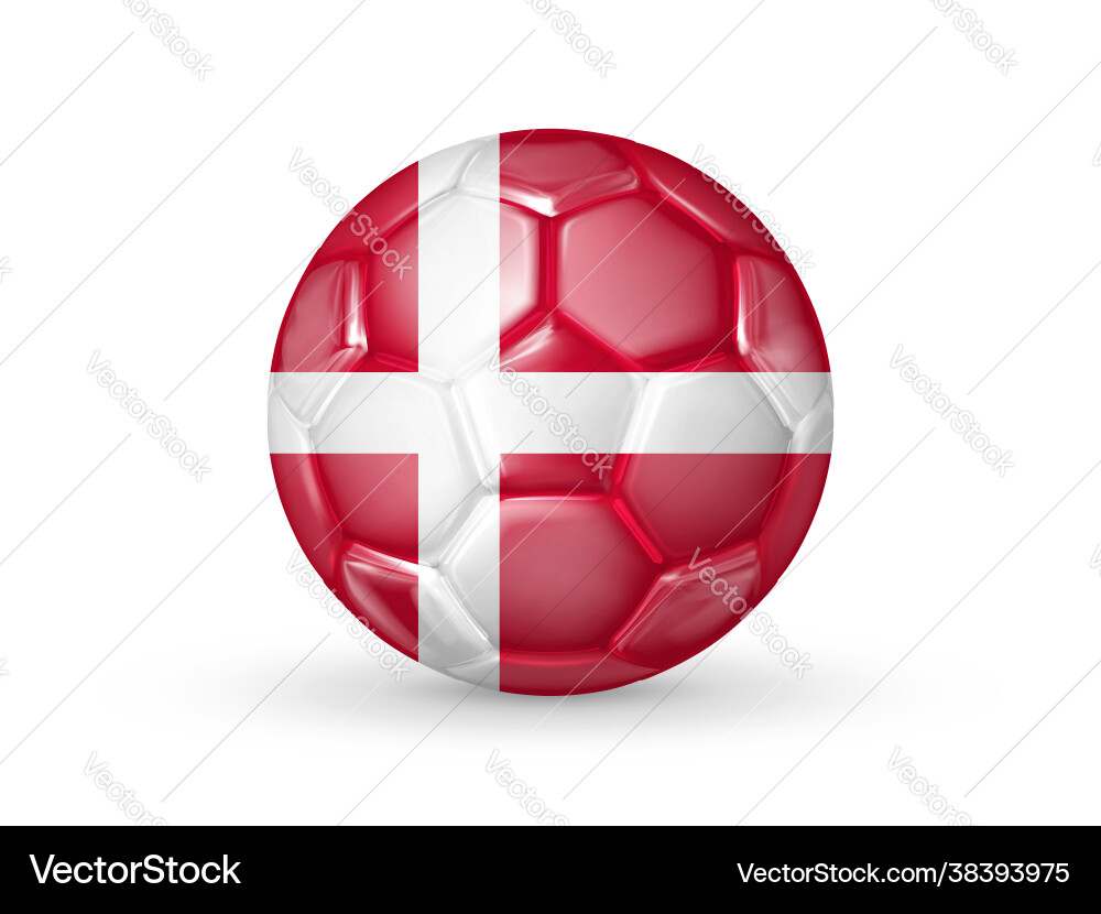 3d soccer ball with denmark national flag 3d soccer ball with denmark national flag vector image
