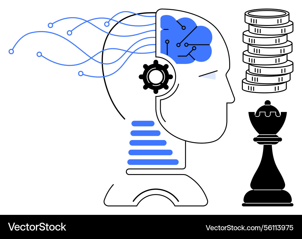 Artificial intelligence brain with neural Artificial intelligence brain with neural Vector Image