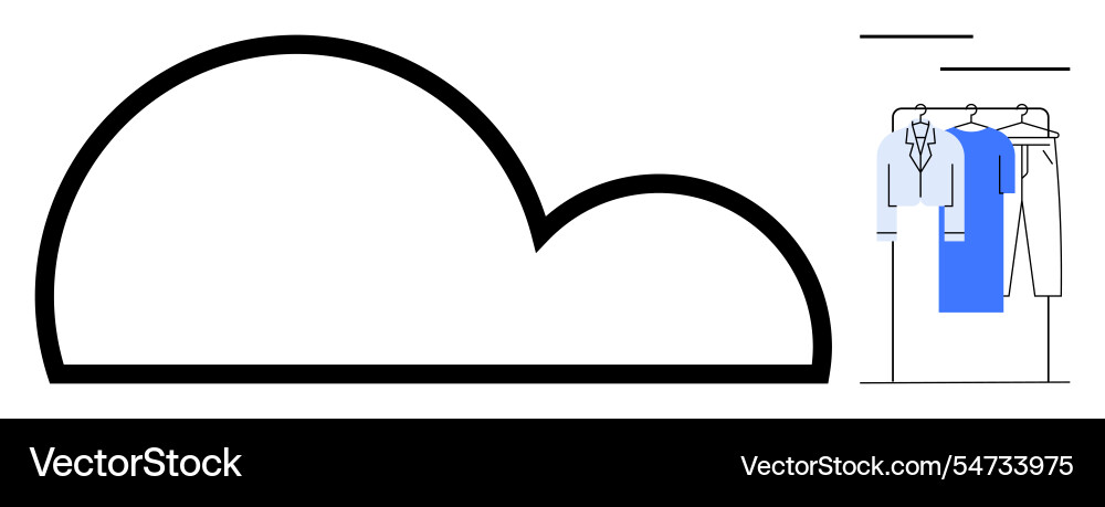 Cloud outline alongside clothing rack Cloud outline alongside clothing rack vector image