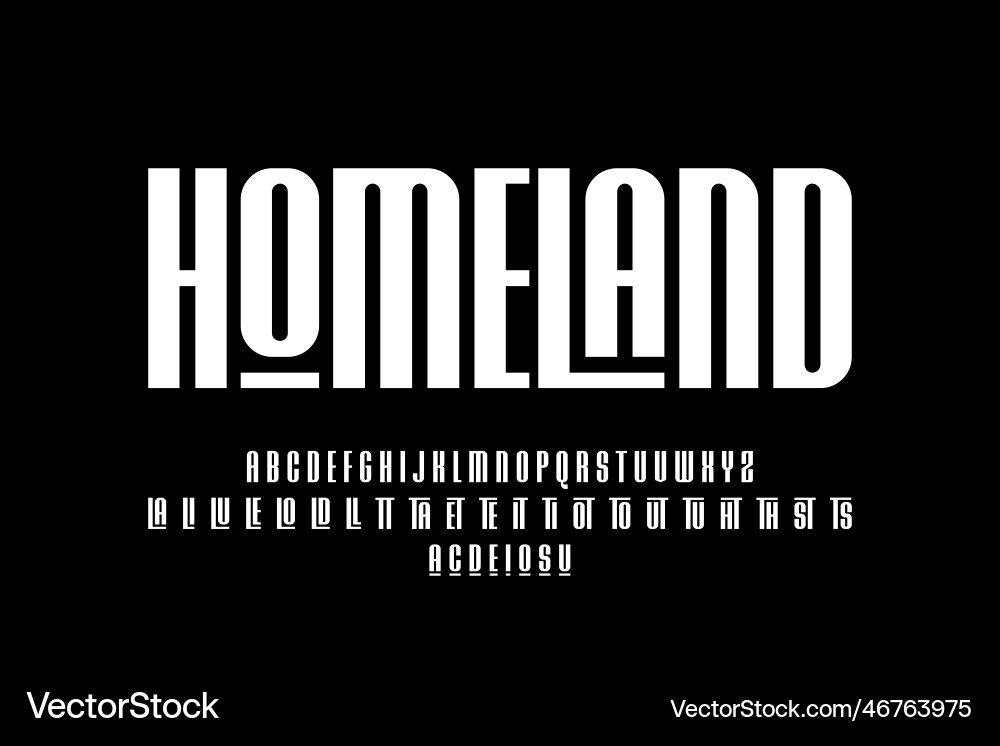 Condensed display font with alternates Condensed display font with alternates vector image