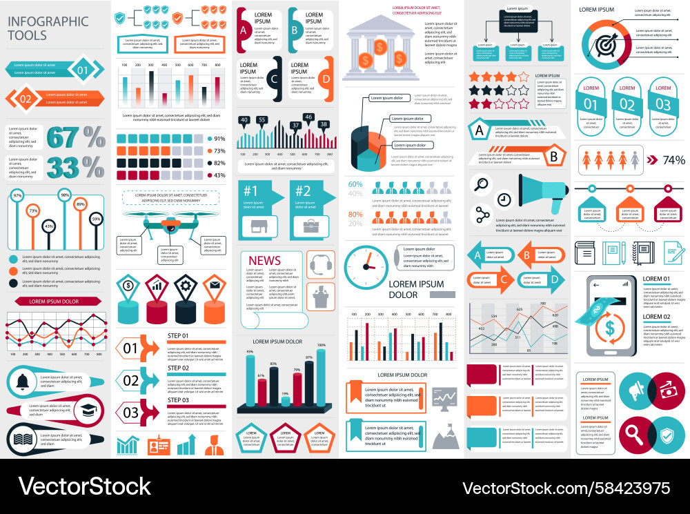 Data Visualization Icons & Elements Vector Image