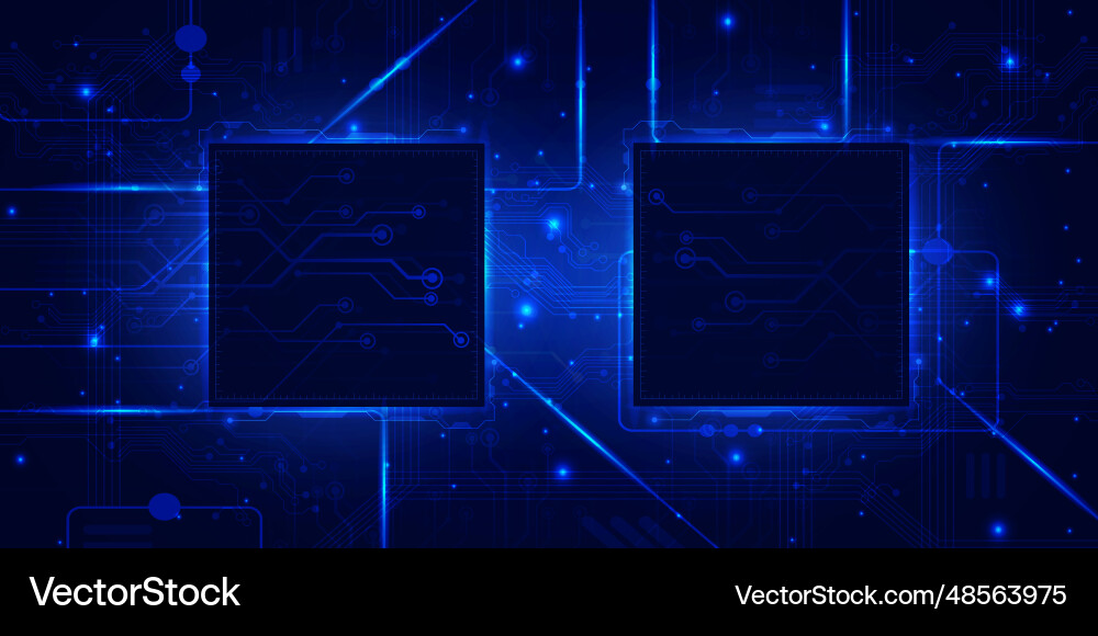 Digital technology cpu processor chip blue tech Digital technology cpu processor chip blue tech vector image