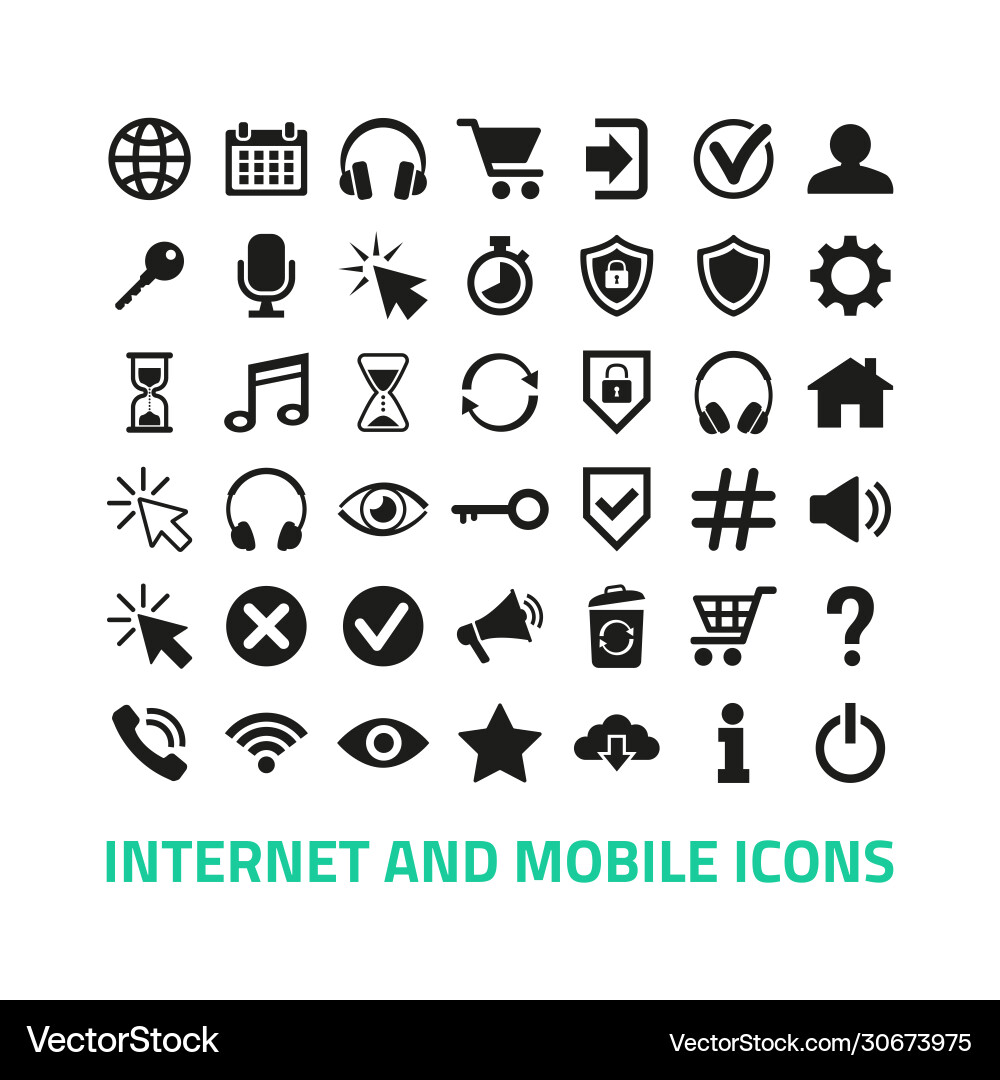 Internet and mobile icons set on white background Vector Image