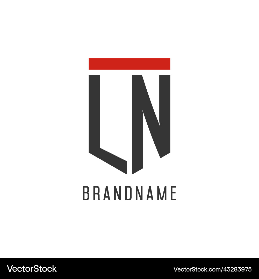 Ln initial esport logo with simple shield design vector image