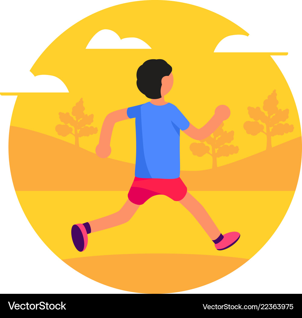 Man running in park forest trees and hills Man running in park forest trees and hills vector image