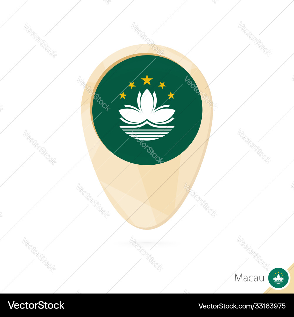 Map pointer with flag macau orange abstract vector image