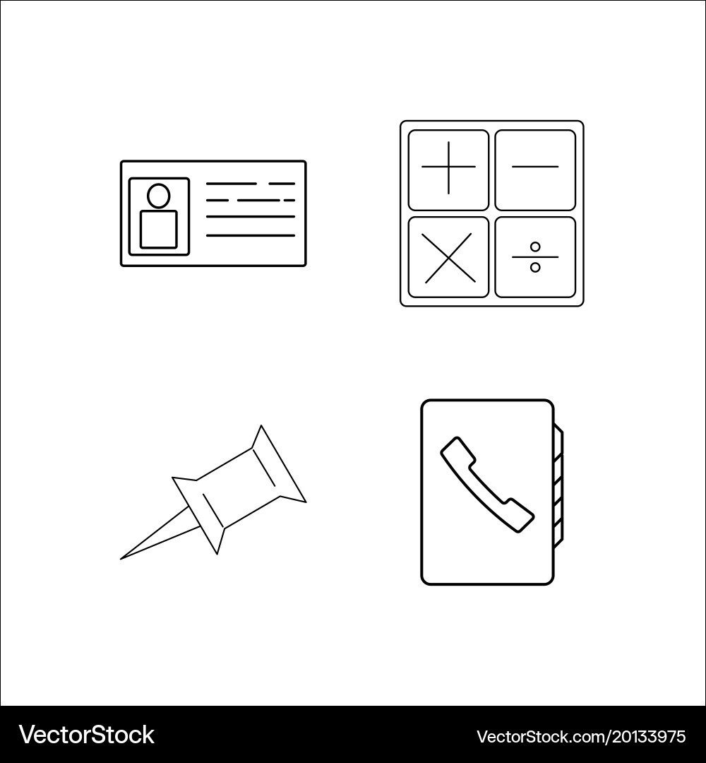 Office simple linear icon setsimple outline icons Vector Image