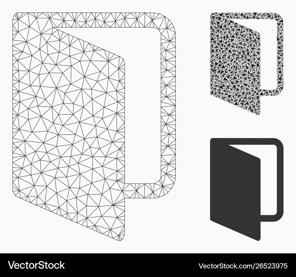 Open door mesh 2d model and triangle mosaic Open door mesh 2d model and triangle mosaic vector image