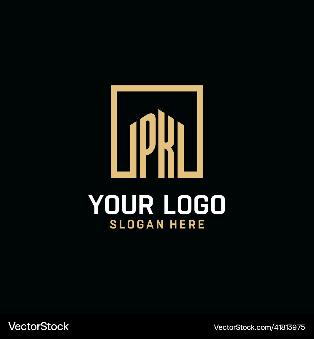 Pk initial monogram logo design with square shape Vector Image