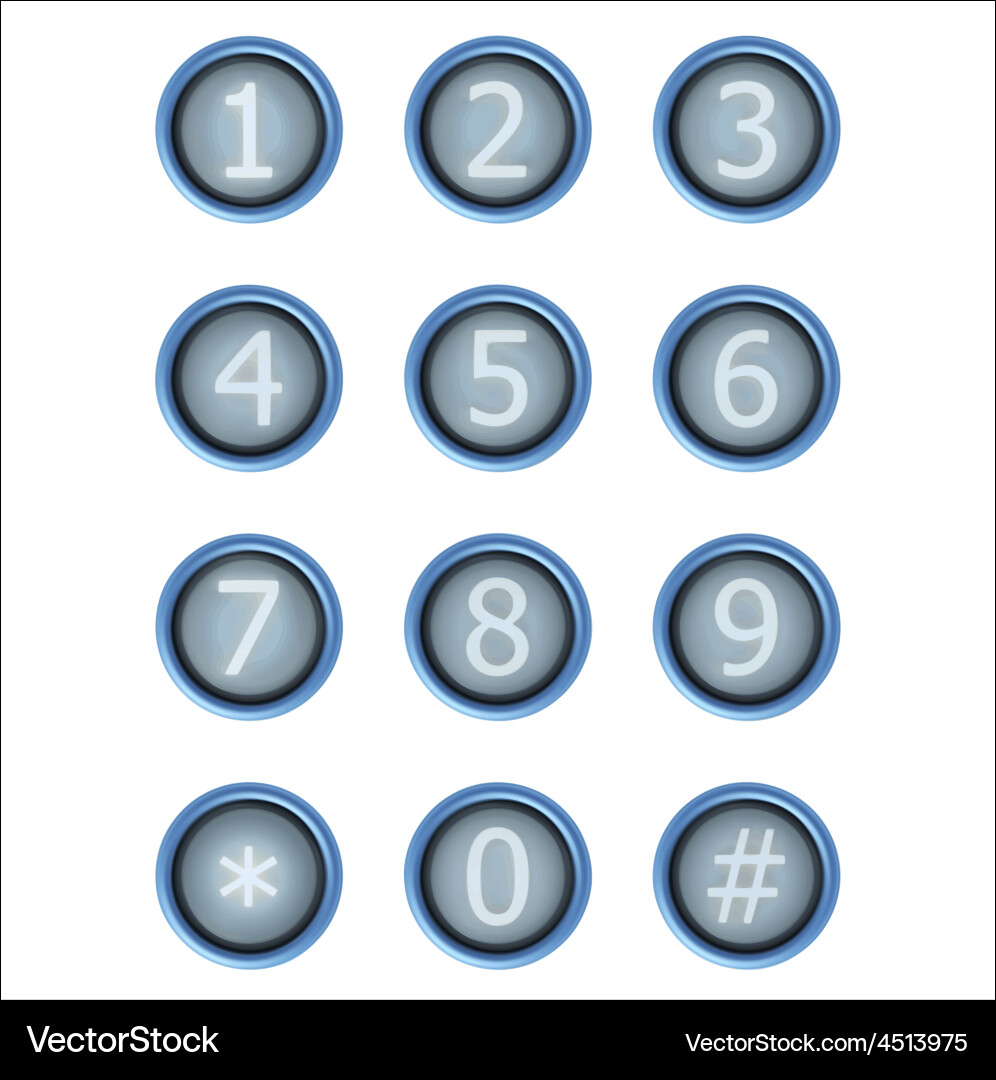 Set of buttons with number vector image