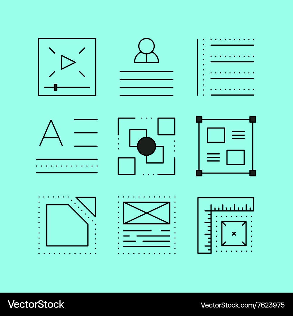 Set of line icons in the flat style vector image