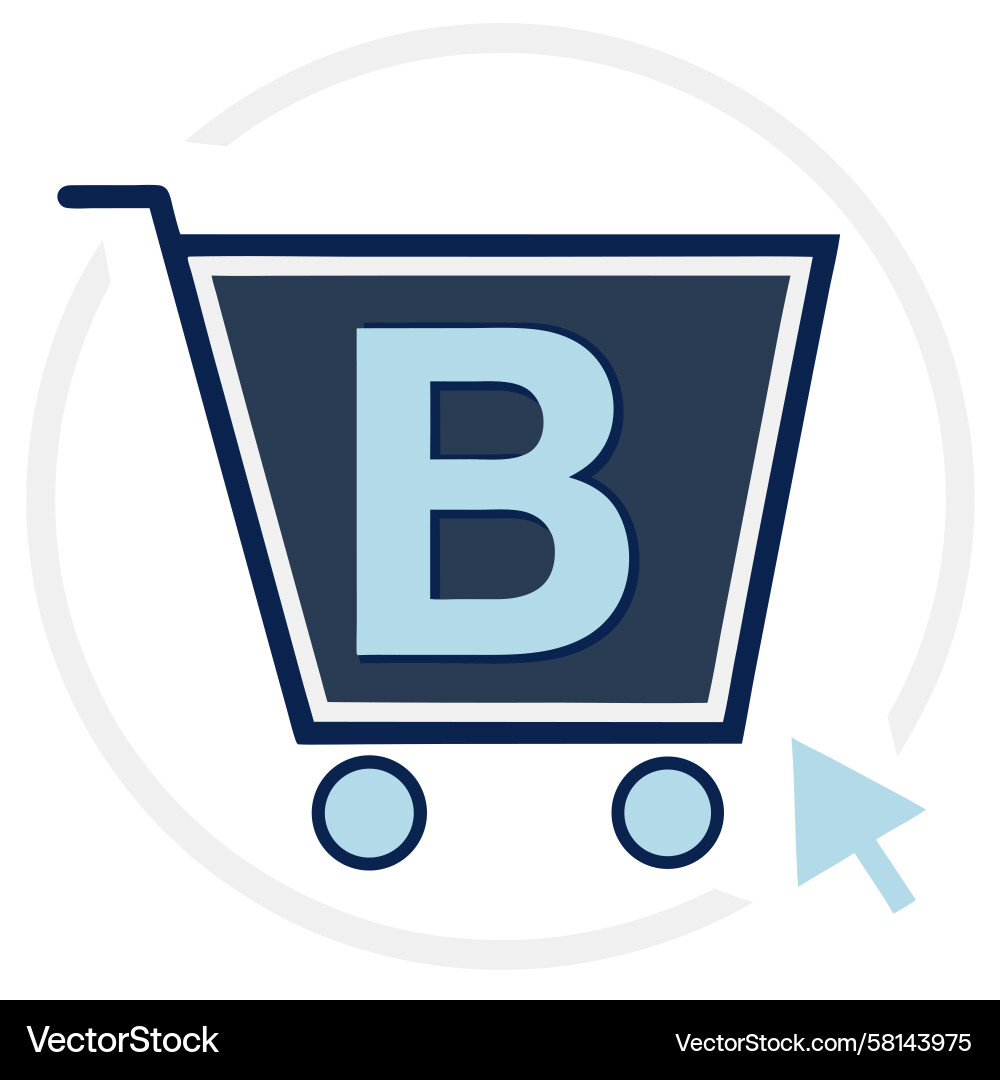 Shopping Cart Icon with B and Pointer Vector Image