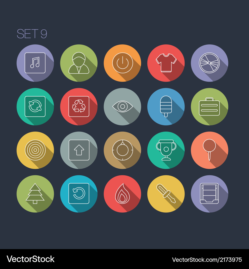 Thin Shadow Icon Set - Rund Vektorbild