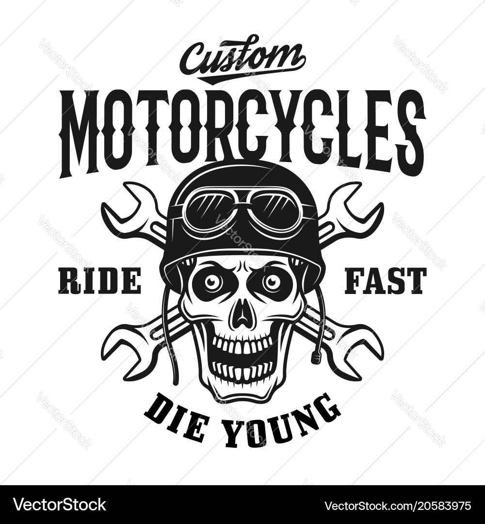 Vintage Motorcycle Skull Emblem Vector Image