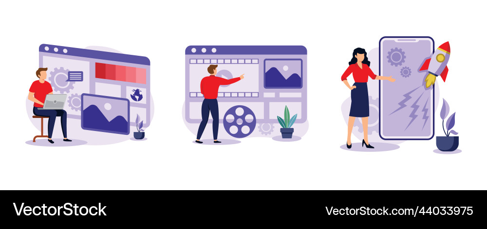 Web development company website and motion Web development company website and motion Vector Image