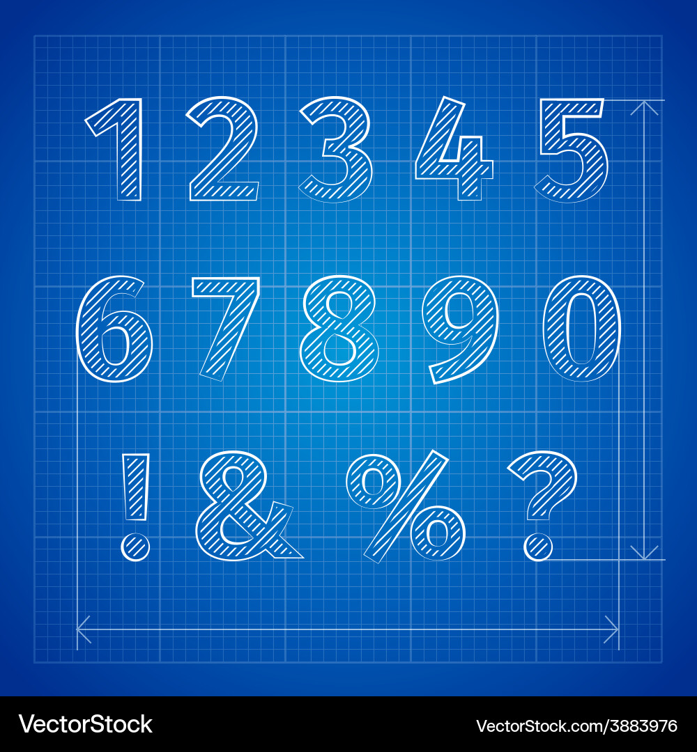 Blueprint font Vector Image