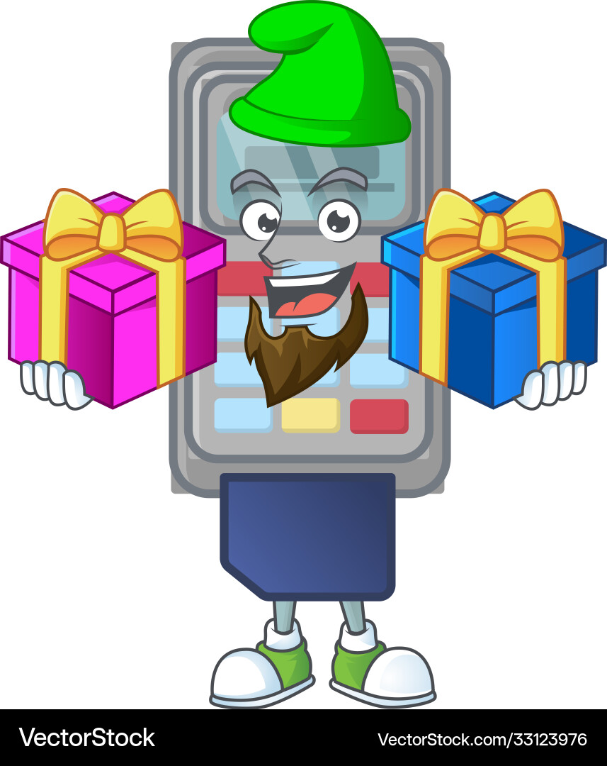 Charming pos machine style with two boxes gifts Vector Image