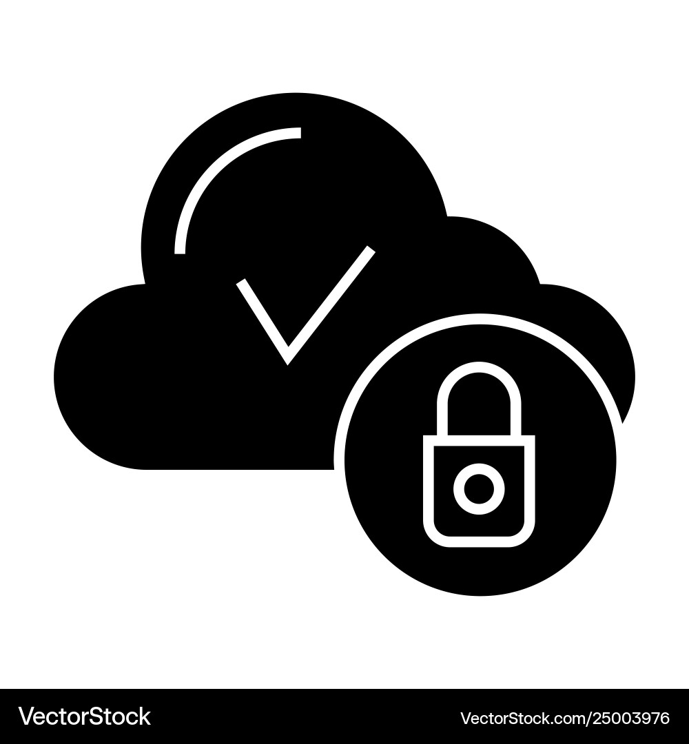 Cloud computing with check solid icon Cloud computing with check solid icon vector image