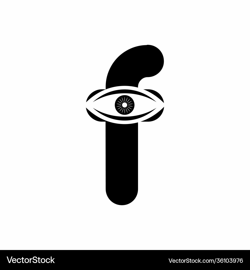 F initial letter with eye logo F initial letter with eye logo vector image