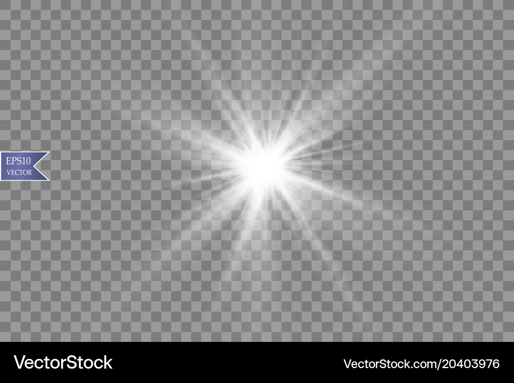 Glow light effect starburst with sparkles Vector Image