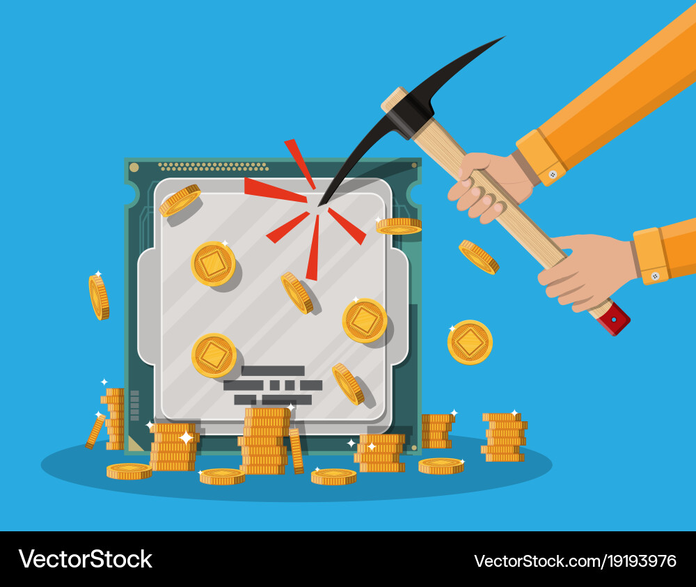 Golden coin with computer chip Vector Image