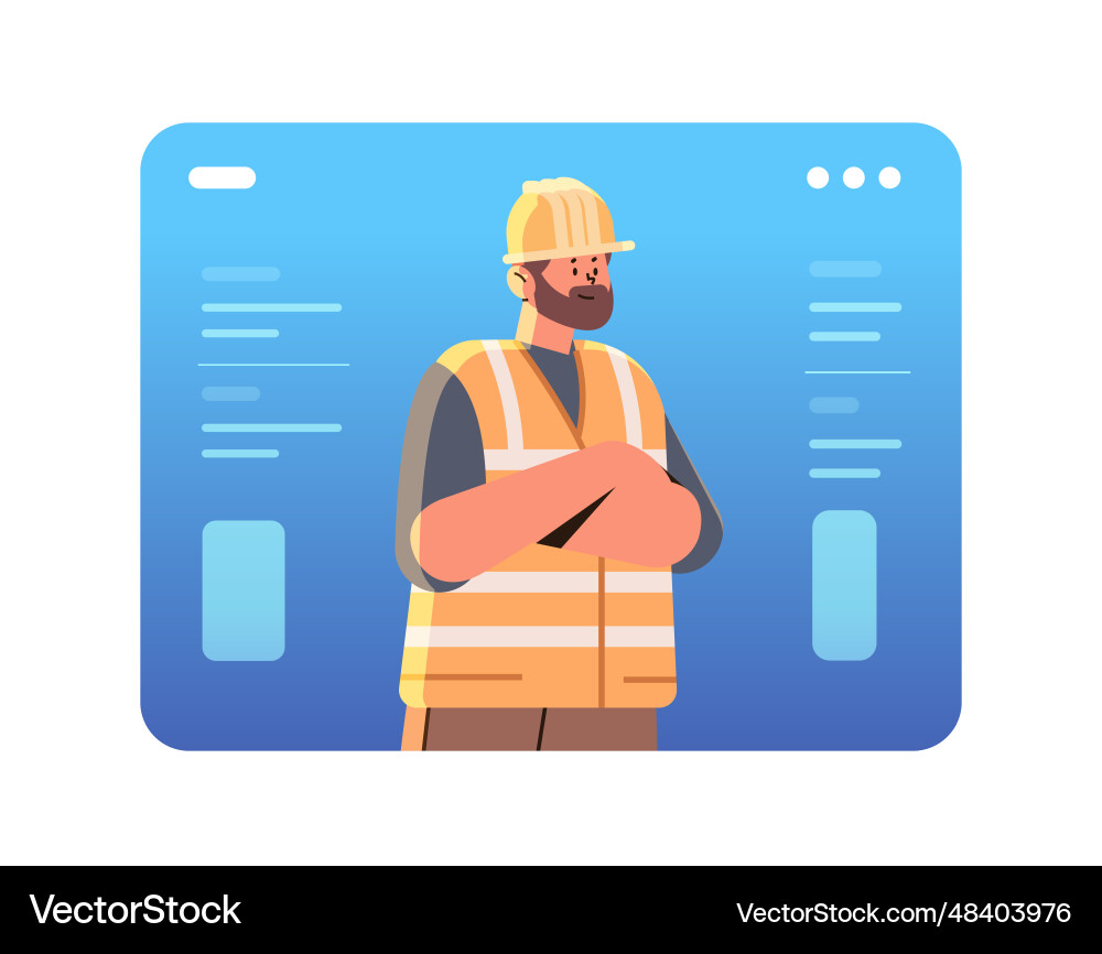 Inspector or foreman in hardhat controlling Vector Image
