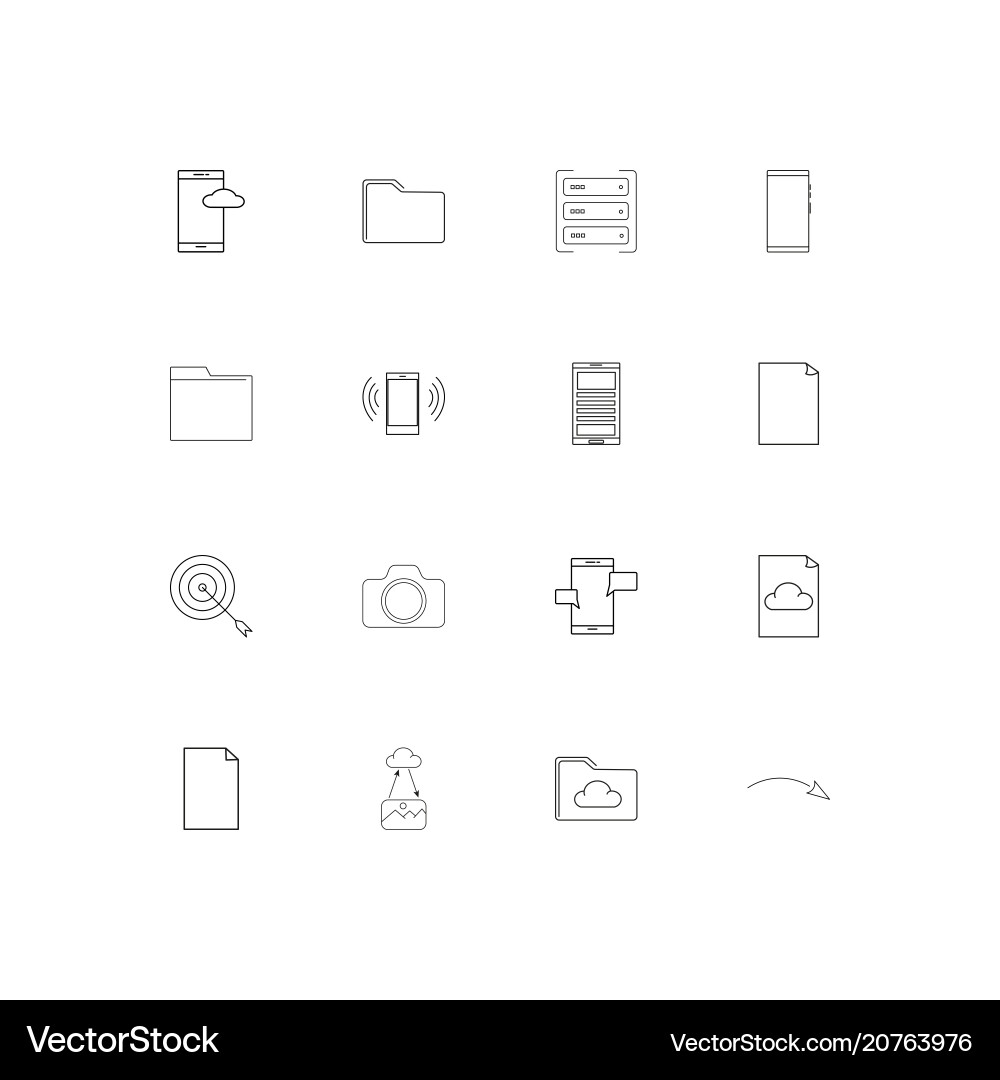 Network and database linear thin icons set vector image