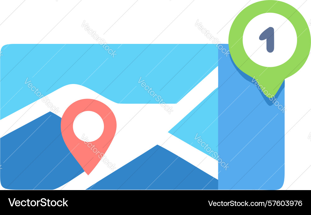 New message on map notification icon design vector image