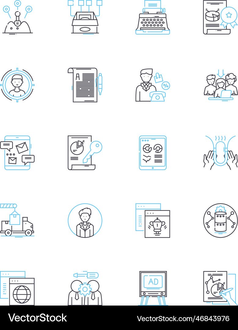 Resource strategy linear icons set alignment Resource strategy linear icons set alignment vector image