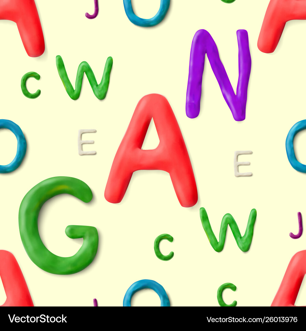Seamless pattern with alphabet handmade modeling Vector Image