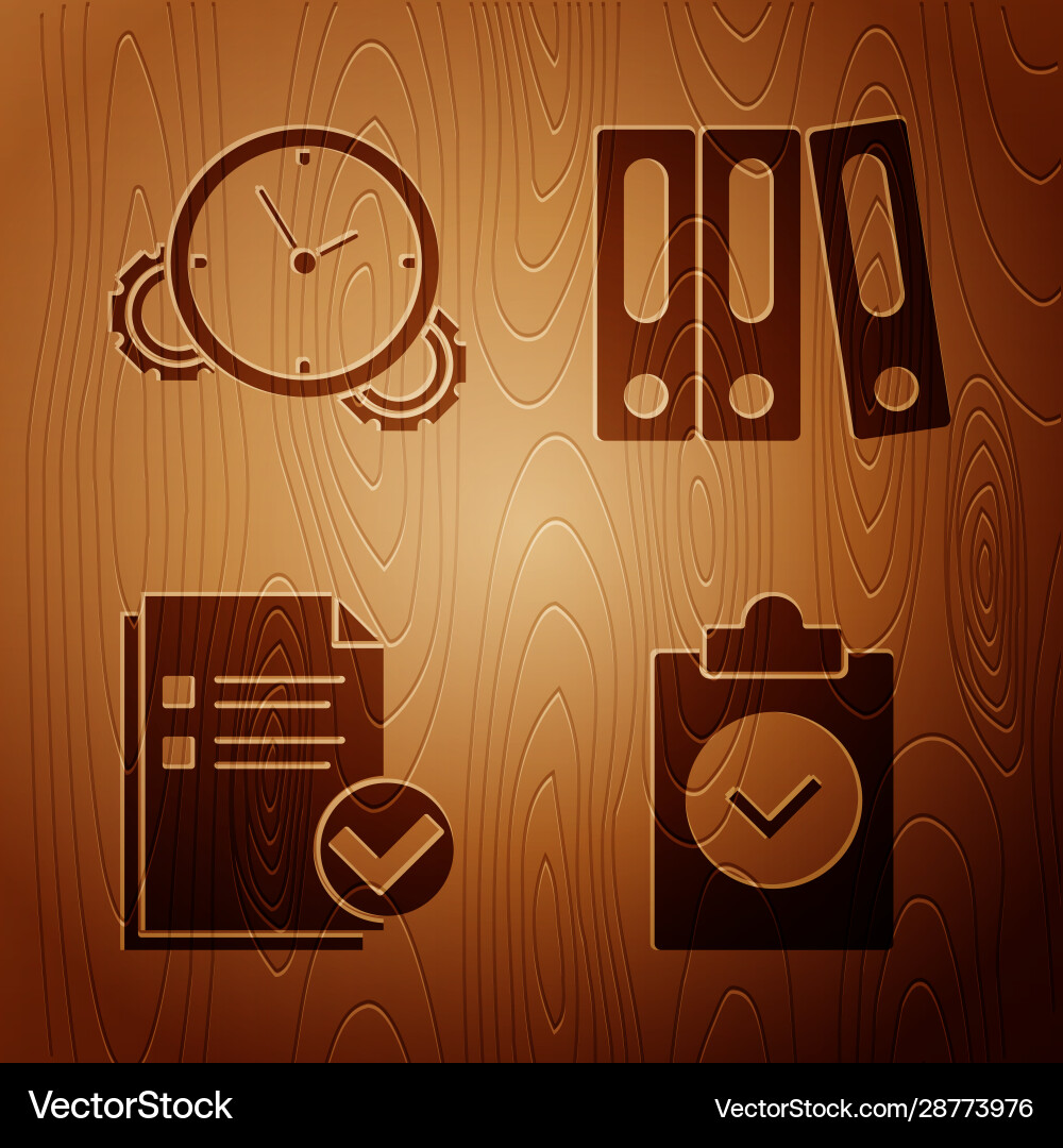 Set completed task time management document Set completed task time management document vector image