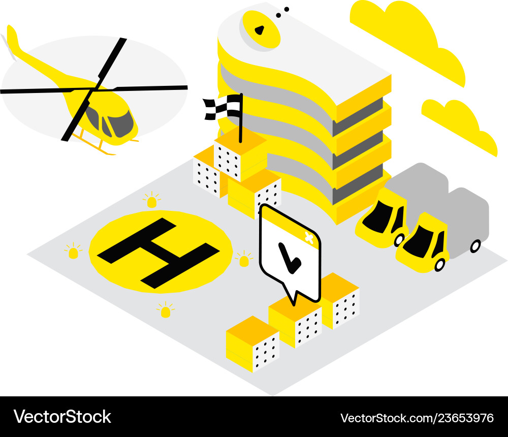 Smart city helicopter helipad data infrastructure Smart city helicopter helipad data infrastructure vector image
