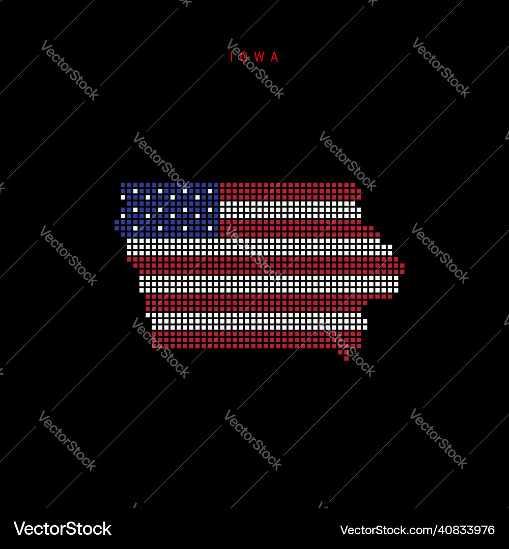 Square dots pattern map of iowa dotted pixel Square dots pattern map of iowa dotted pixel vector image
