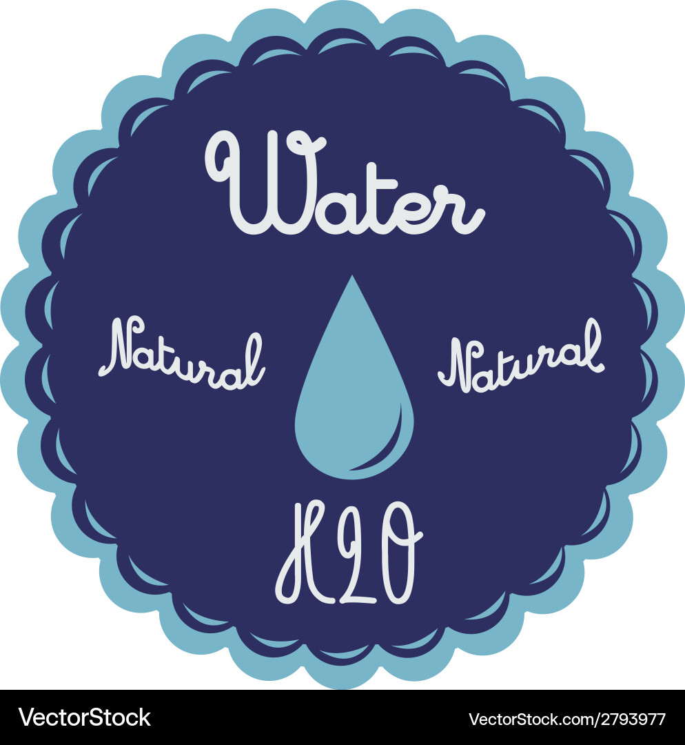 A round blue icon with some text and drop of wat Vector Image