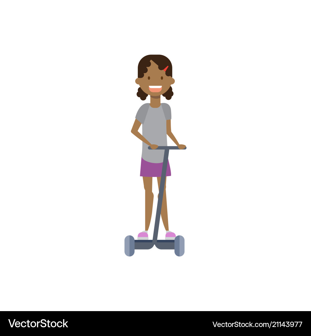 African young girl riding kick electro scooter African young girl riding kick electro scooter vector image