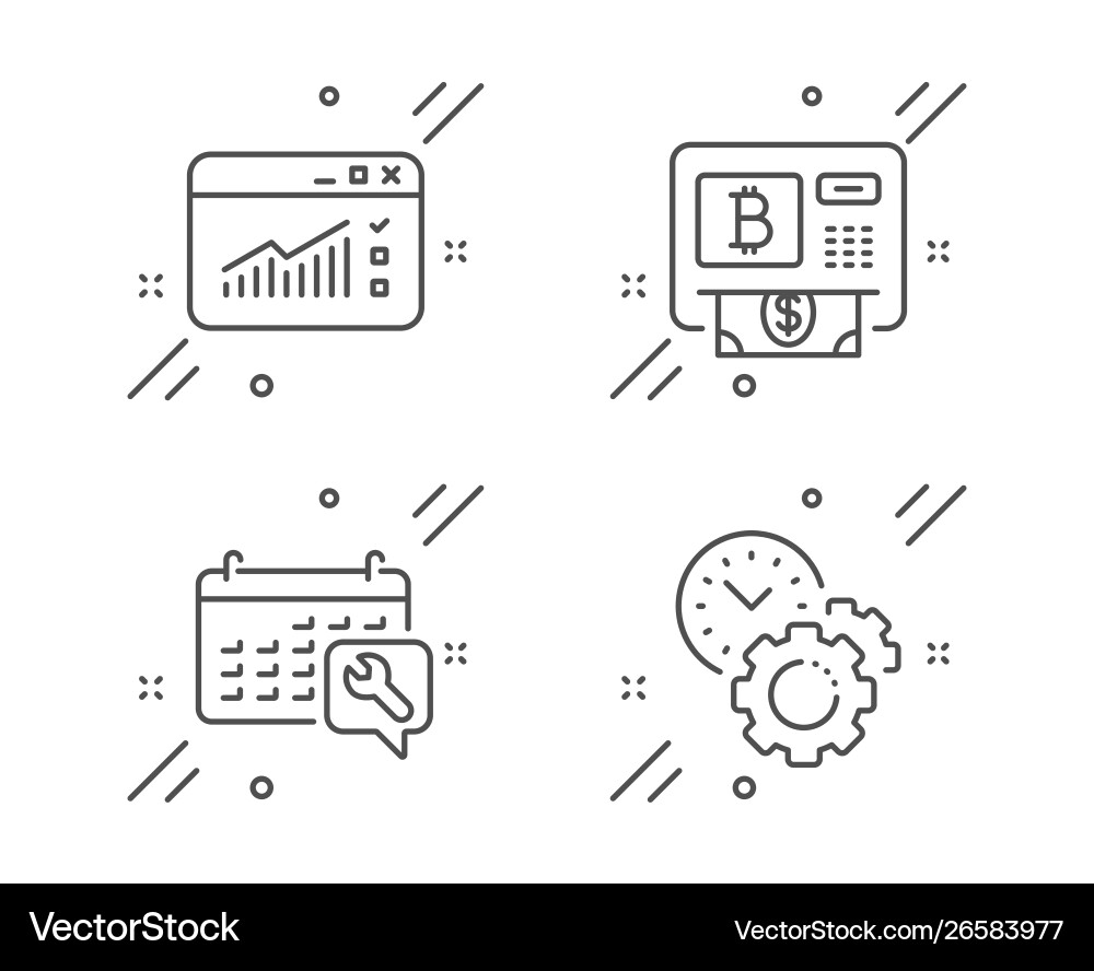 Bitcoin atm web traffic and spanner icons set Bitcoin atm web traffic and spanner icons set vector image