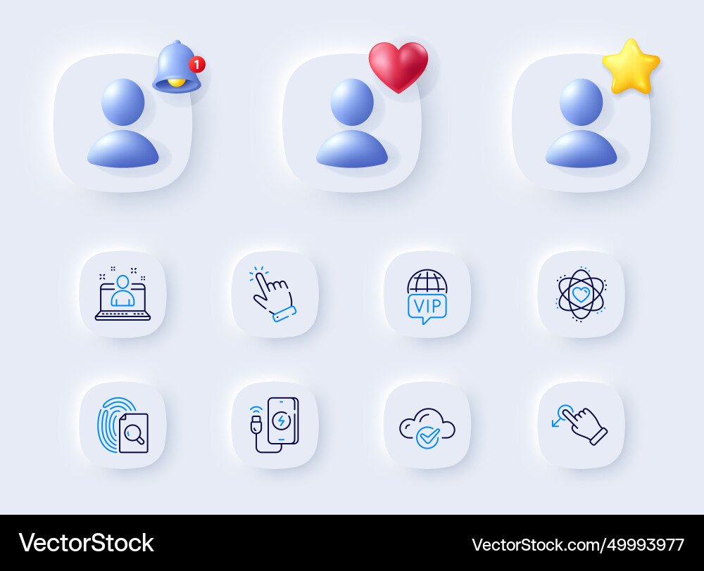 Cloud computing drag drop and inspect line icons Cloud computing drag drop and inspect line icons vector image