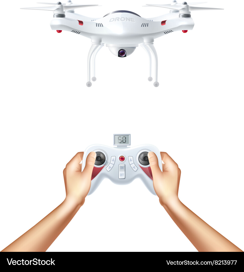 Drone with Remote Controller vector image