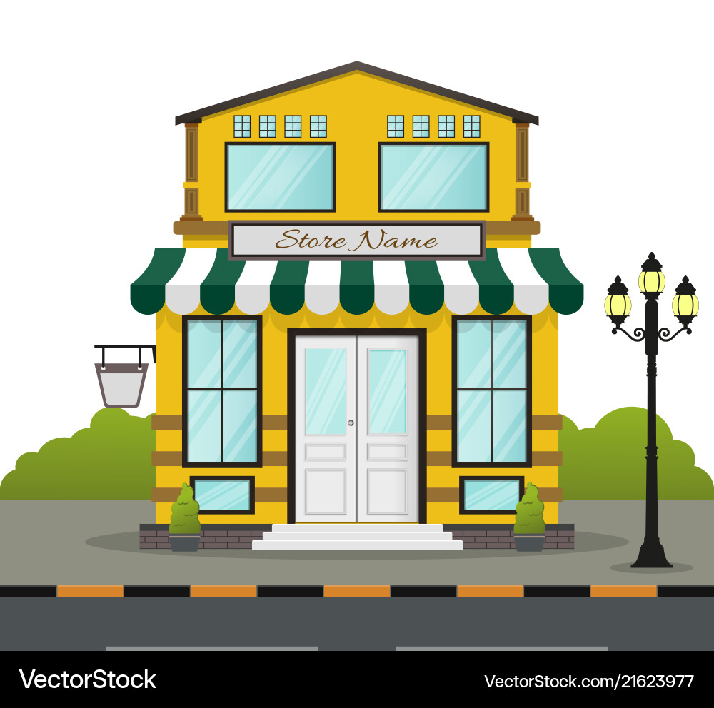 Flat design store front with place for name Flat design store front with place for name Vector Image