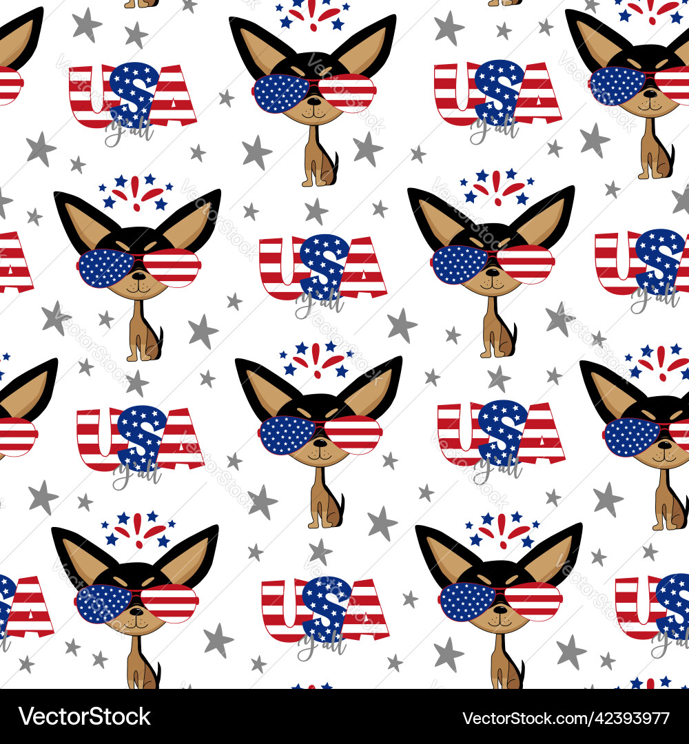 Fourth of July Dog Pattern vector image