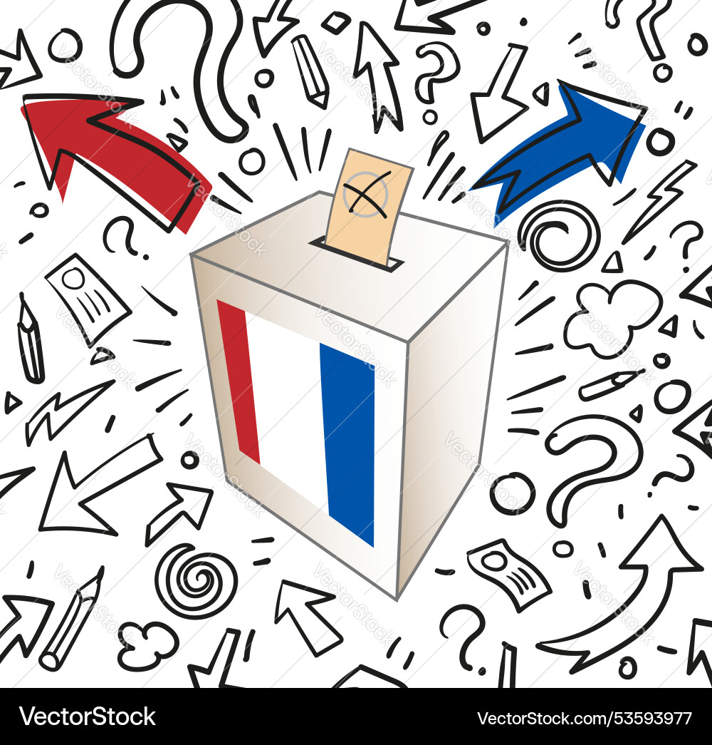 France ballot box icon with doodle hand drawn France ballot box icon with doodle hand drawn vector image
