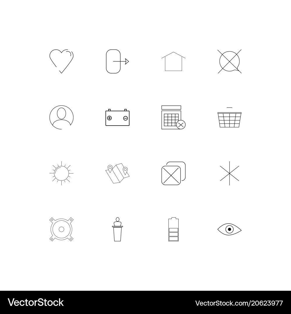 Interface simple linear icons set outlined Vector Image