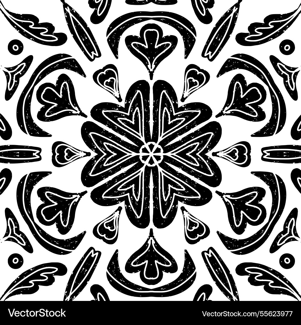 Intricate black pattern with symmetrical Vector Image