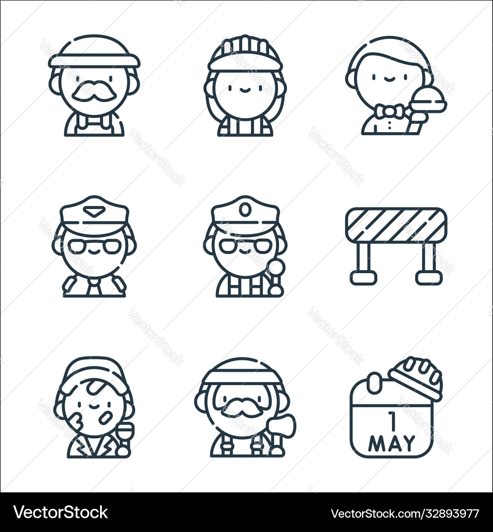 Labour day line icons linear set quality Vector Image