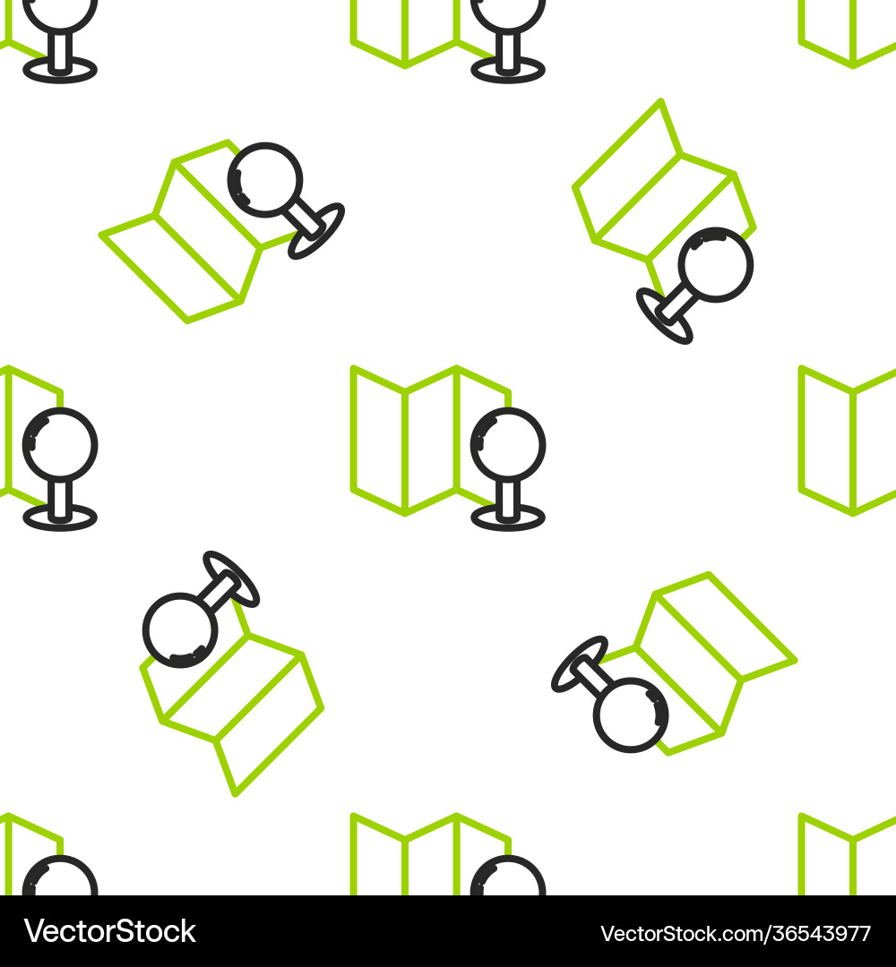 Line folded map with push pin icon isolated vector image