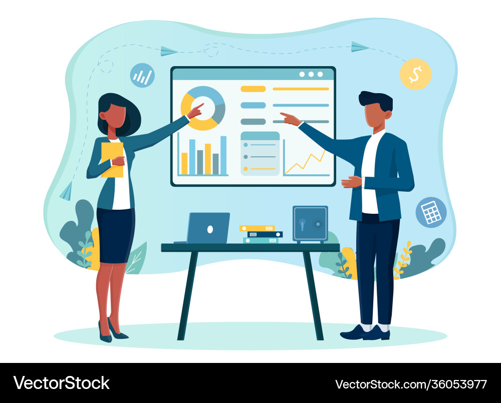 Male and female characters in office unifrom vector image