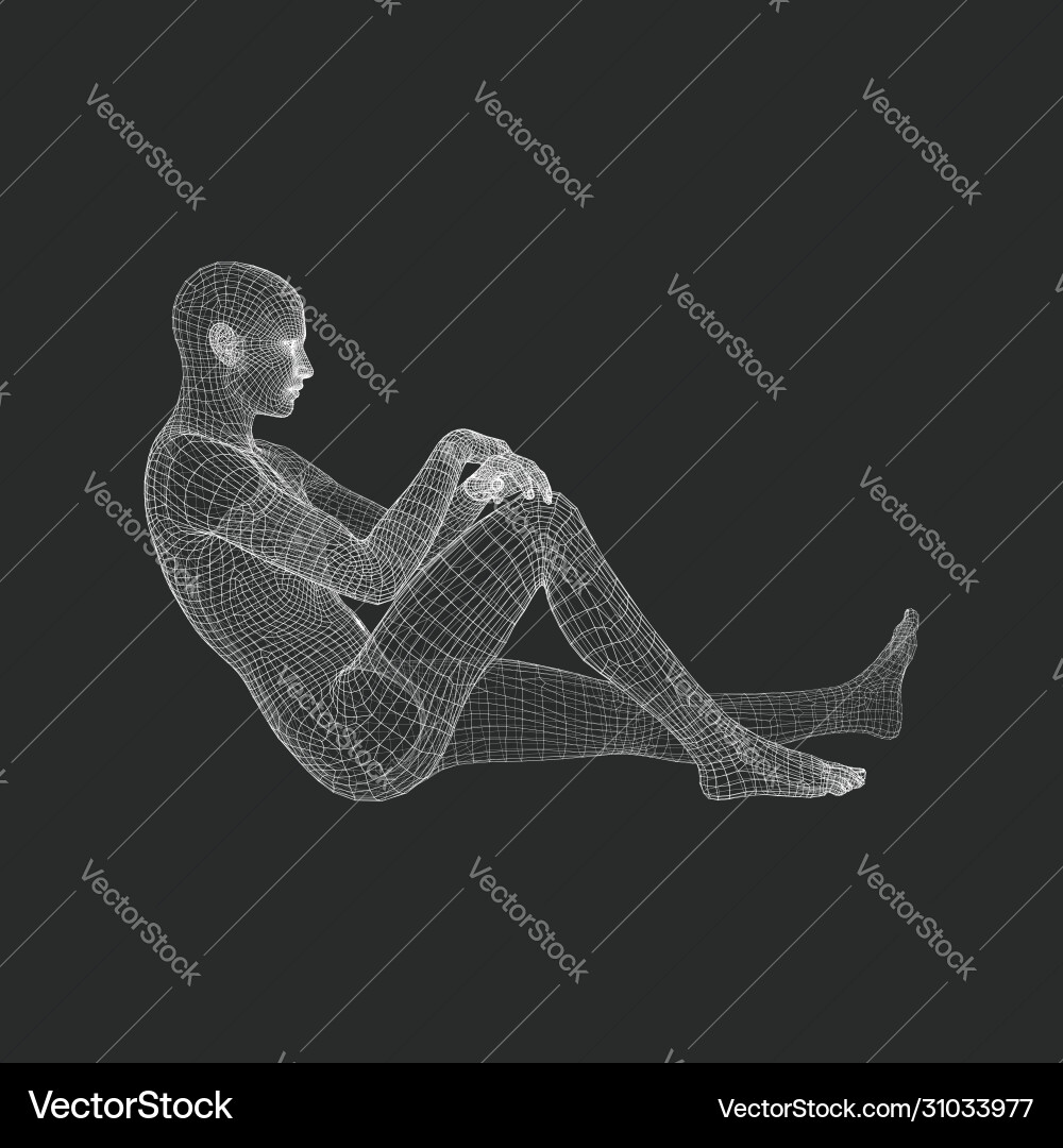 Man in a thinker pose 3d model geometric Vector Image